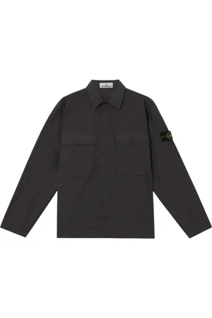 Stone Island Kurtki, Mężczyzna, Czarny, L, Czarna Koszula Overshirt z elastycznej bawełny Paracadute