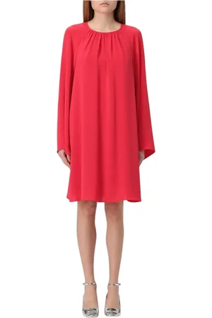 Max Mara Sukienki, Kobieta, Czerwony, S, Czerwona Jedwabna Sukienka Elegancki Styl