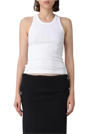 Helmut Lang Koszulki, Kobieta, Biały, L, Dopasowany Tank Top Biały