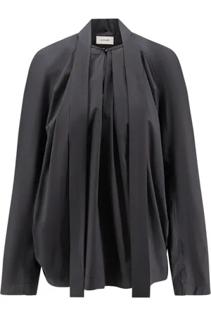LEMAIRE Bluzki, Kobieta, Czarny, XS, Bawełna, Brązowa Koszula Rękaw Raglan Bawełna Kokardka