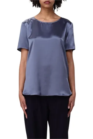 Max Mara Bluzki, Kobieta, Niebieski, L, Elegancka Jedwabna Bluzka