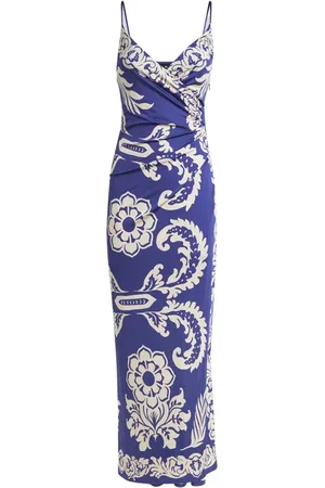Etro Sukienki, Kobieta, Niebieski, S, Niebieska Kwiatowa Sukienka Paisley