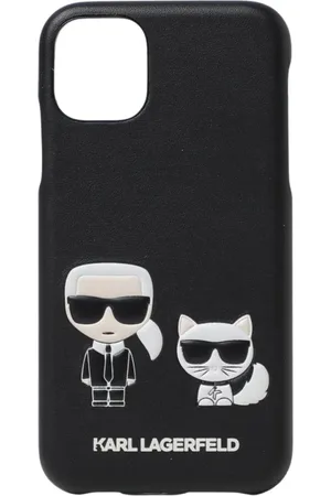 Karl Lagerfeld Akcesoria, Mężczyzna, Czarny, ONE SIZE, Pokrowiec skórzany na i Phone 11