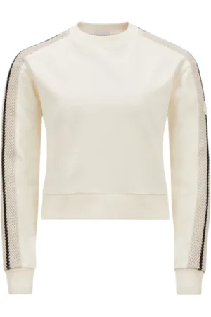 Moncler Bluzy, Kobieta, Beżowy, M, Zestaw Swetra z Haftem w Paski