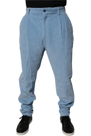 Dolce & Gabbana Spodnie, Mężczyzna, Niebieski, L, Jasnoniebieskie Sztruksowe Dżinsy Skinny