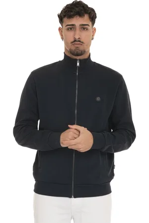 HUGO BOSS Bluzy, Mężczyzna, Niebieski, L, Bluza z zamkiem i logo z bawełny i poliestru