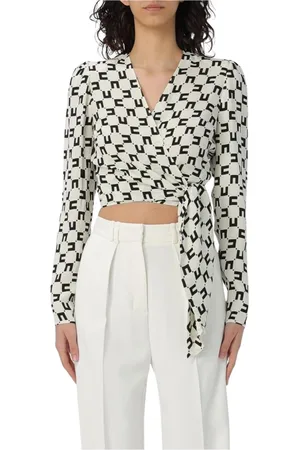 Elisabetta Franchi Bluzki, Kobieta, Czarny, S, Bluzka w Geometryczny Wzór