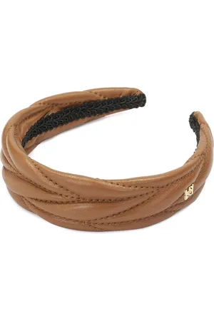 Kazar Akcesoria, Kobieta, brązowy, ONE SIZE, Skóra, Elegancka skórzana opaska na głowę z małym monogramem
