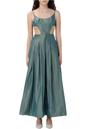 Emporio Armani Sukienki, Kobieta, Zielony, S, Zielona Plisowana Sukienka Maxi