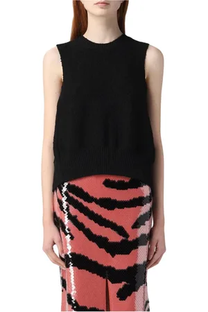Bottega Veneta Swetry, Kobieta, Czarny, S, Czarny Dzianinowy Sweter Bez Rękawów