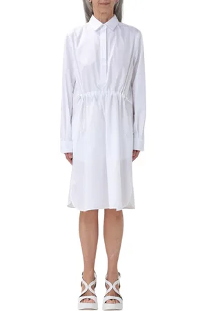 Max Mara Sukienki, Kobieta, Biały, M, Biała Sukienka z Wiązaniem w Talii