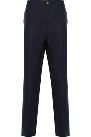 Etro Spodnie, Mężczyzna, Niebieski, M, Niebieskie lniane spodnie jogger