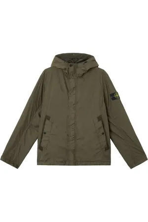 Stone Island Kurtki, Mężczyzna, Zielony, M, Nylon, Kurtka z kapturem Crinkle Reps R-Ny