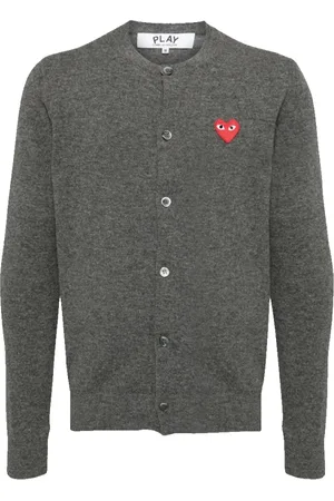 Comme des Garçons Swetry, Mężczyzna, Szary, M, Wełna, Sweter z logo w szarym wełna