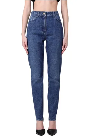 Elisabetta Franchi Jeansy, Kobieta, Niebieski, W29, Studded Straight Leg Jeansy