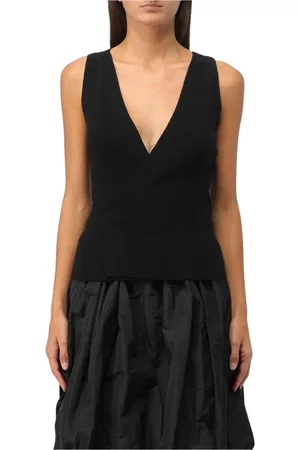 Patou Koszulki, Kobieta, Czarny, S, Kaszmir, Elegancki Czarny Top Bez Rękawów