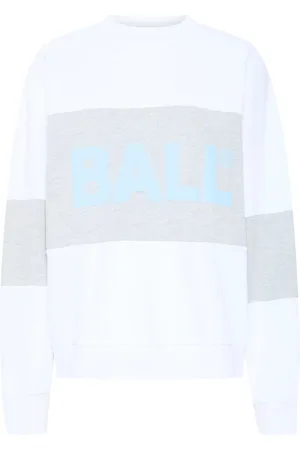 Ball Bluzy, Kobieta, Biały, L, Bawełna, Sportowy Crew Neck Sweatshirt z Logo