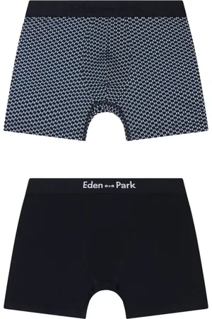 Eden Park Bielizna, Mężczyzna, Wielobarwność, XL, Bawełna, Zestaw dwóch jednokolorowych i niebiesko nadrukowanych bokserek z elastycznego dżerseju bawełnianego