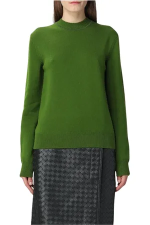 Bottega Veneta Swetry, Kobieta, Zielony, M, Kaszmir, Zielony Sweter z kaszmiru z okrągłym dekoltem
