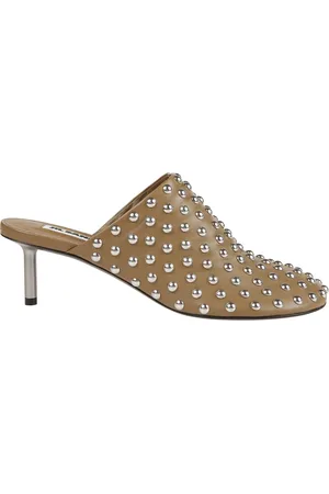 Jil Sander Buty, Kobieta, brązowy, 36 EU, Zakładane Khaki Skórzane Kitten Heel Mules