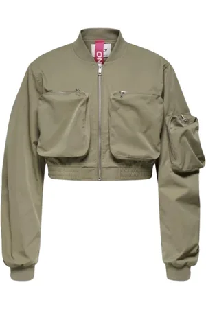 ONLY Kurtki, Kobieta, Zielony, XS, Zielona Kurtka Bomber dla Miejskiego Stylu