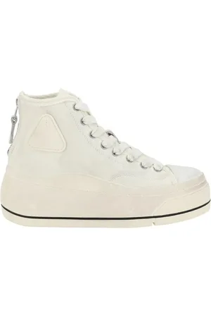 R13 Buty, Kobieta, Beżowy, 39 EU, Len, Sneakersy High Top na Platformie z Zamkiem