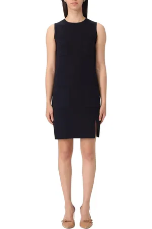 Max Mara Sukienki, Kobieta, Niebieski, S, Elegancka Czarna Sukienka z Kieszeniami