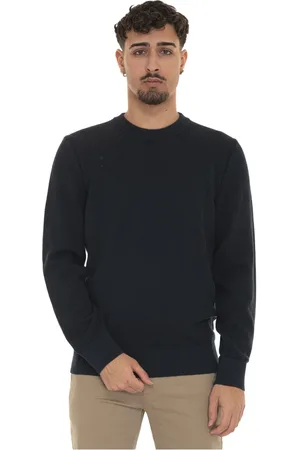 HUGO BOSS Swetry, Mężczyzna, Niebieski, 2XL, Teksturowany Sweter z bawełny z okrągłym dekoltem