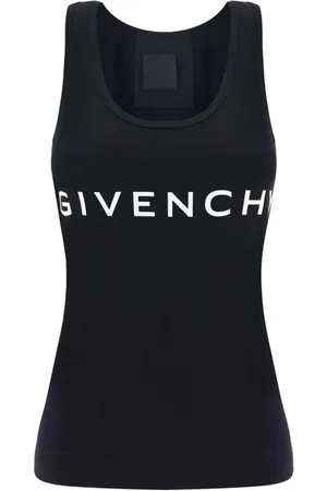 Givenchy Koszulki, Kobieta, Czarny, M, Bawełna, Bawełniany Top z Monogramem na Szyi