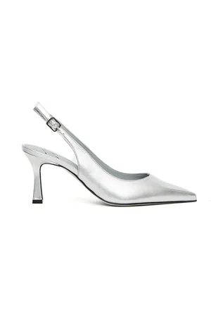 ROBERTO FESTA Buty, Kobieta, Szary, 38 EU, Srebrne Skórzane Slingback Frans