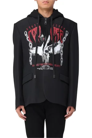 VERSACE Kurtki, Mężczyzna, Czarny, XL, Bluza z Kapturem z Grafiką Mężczyźni Czarny