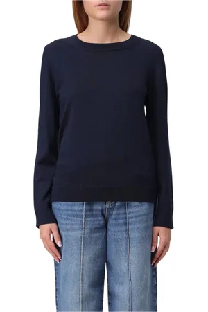 HUGO BOSS Swetry, Kobieta, Niebieski, M, Elegancki Sweter z Okrągłym Dekoltem Kobieta Fioletowy