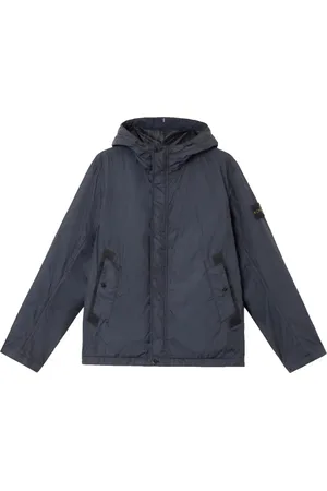 Stone Island Kurtki, Mężczyzna, Niebieski, S, Nylon, Kurtka z kapturem Crinkle Reps R-Ny