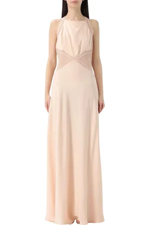 Twin-Set Sukienki, Kobieta, Beżowy, M, Elegancka Beżowa Sukienka Maxi