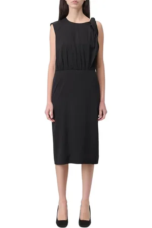 Sportmax Sukienki, Kobieta, Czarny, L, Elegancka Czarna Sukienka Midi