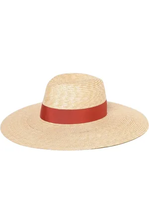 Borsalino Akcesoria, Kobieta, Beżowy, M, Elegancki Kapelusz ze słomy z opaską