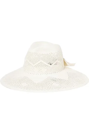 Borsalino Akcesoria, Kobieta, Biały, S, Biały słomiany kapelusz słoneczny