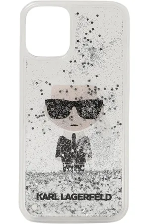 Karl Lagerfeld Akcesoria, Mężczyzna, Szary, ONE SIZE, Płynne Etui na Telefon z Brokatem