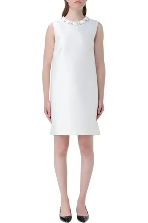 VERSACE Sukienki, Kobieta, Biały, S, Elegant Embellished Mini Dress
