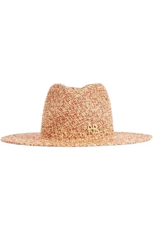 Ruslan Baginskiy Akcesoria, unisex, Beżowy, M, Czerwony Beżowy Słomkowy Kapelusz Fedora