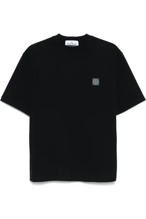 Stone Island Koszulki, Mężczyzna, Czarny, S, Bawełna, Bawełniany T-shirt z naszywką Compass