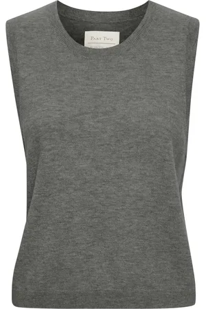 Part Two Swetry, Kobieta, Szary, 2XL, Kaszmir, Miękki Sweter Średni Szary Melanż