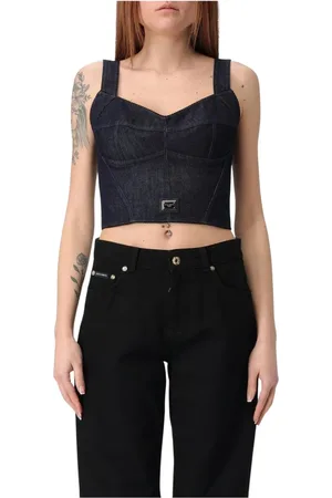Dolce & Gabbana Koszulki, Kobieta, Niebieski, XS, Niebieski Top z Dekoltem Sweetheart