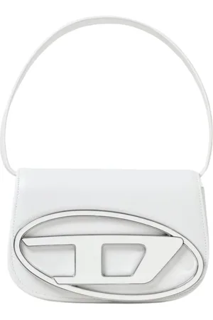 Diesel Torebki, Kobieta, Biały, ONE SIZE, Owalna Torba na Ramię z Logo