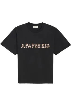 A PAPER KID Koszulki, Mężczyzna, Czarny, M, Koszulka z nadrukiem zwierzęcym z krótkim rękawem