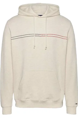 Tommy Hilfiger Bluzy, Mężczyzna, Beżowy, S, Bluza z kapturem z logo bawełniana