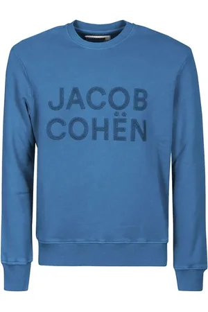 Jacob Cohen Bluzy, Mężczyzna, Niebieski, L, Bawełna, Luksusowy Bawełniany Sweter Męski Jasnoniebieski