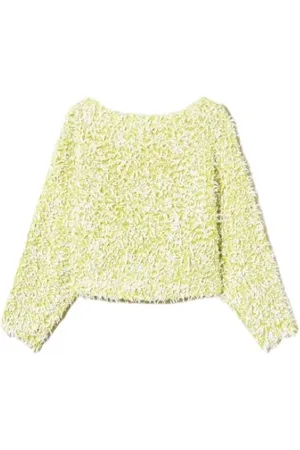 Twin-Set Bluzki, Kobieta, Żółty, L, Sweter w stylu kimono z kręconą przędzą