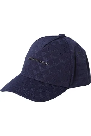 Emporio Armani Akcesoria, Mężczyzna, Niebieski, ONE SIZE, Czarna Czapka z Logo
