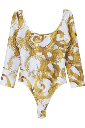 VERSACE Koszulki, Kobieta, Wielobarwność, XS, Komplet Body z Barokowym Nadrukiem